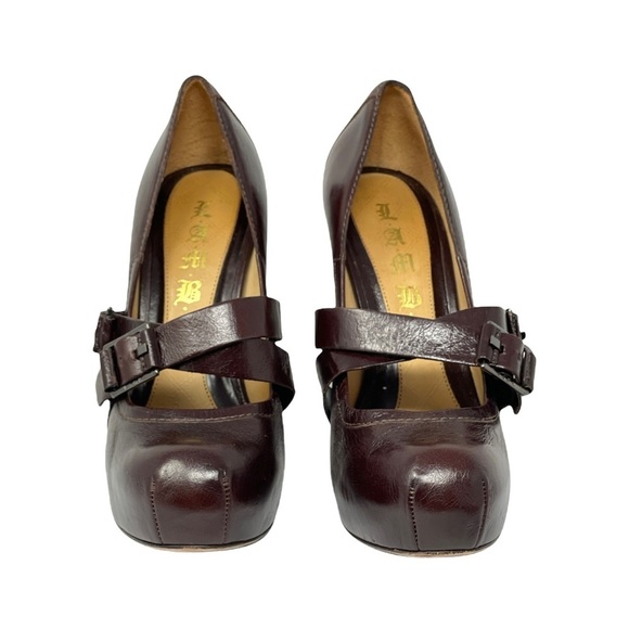 Gwen Stefani L.A.M.B. Finsbury Round Toe Criss-Cross Leather Stiletto Heels - Picture 4 of 10